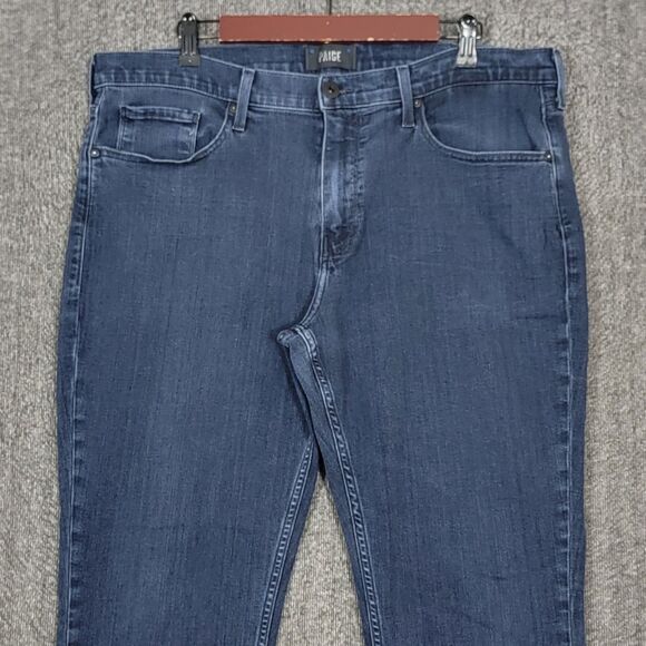 Paige Jeans Mens 36x28 Blue Transcend Federal Slim Straight Dark Wash Colman - Picture 2 of 14